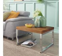 FineBuy Sheesham Table basse de salon Table d'appoint 60 x 60 cm bois massif