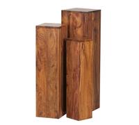 Finebuy Sheesham tables de chevet en bois massif ensemble de 3 pilier New