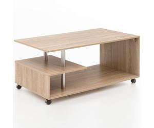 FineBuy Table Basse 105x60x48,5 cm Pivotant à roulettes, Table de Salon | bout de canapé avec 2 spacieux surfaces de rangement, orientable plateau, table lounge bois, table à café avec rangement