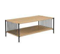 FineBuy Table Basse 110x60cm Aspect chêne Noir rectangulaire - Table de Salon Design métal - Table de séjour avec étagère - Table Lounge Rangement - Table d'appoint Table à café