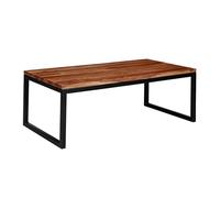 FineBuy Table Basse 110x60x40 cm Bois Massif Sheesham, Patins en Métal