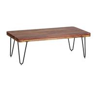 FineBuy Table Basse 115x60x40 cm Bois Massif Sheesham, Pieds Épingle | table de salon industriel, bout de canapé en bois véritable, fait main, chaque pièce est unique, pieds en métal