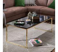 FineBuy Table basse 120 cm métal bois Table d'appoint noire