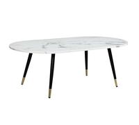 FineBuy Table basse, 120 x 60 x 41,5 cm, aspect marbre, moderne, design moderne, table de salon avec structure en métal, table d'appoint ovale pour le salon, blanche