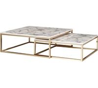 FineBuy Table basse 2 pièces aspect marbre Table de salon moderne à piètement métallique Table de salon