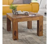 FineBuy Table Basse 60x60x40 cm Bois Massif Sheesham Carrée Marron | petit table de salon en bois véritable, bout de canapé fait main, chaque pièce est unique, chaleureux veinure