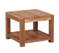 FineBuy Table Basse 60x60x45 cm Bois Massif Acacia Marron avec Étagère
