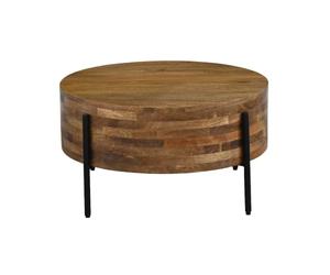 FineBuy Table Basse 70 x 70 x 36 cm Mangue Bois Massif Métal Marron Fait ma