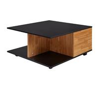 FineBuy Table Basse 70x70x36,5 cm Anthracite Chêne Sable, 2 Tiroirs