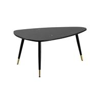 FineBuy Table basse 90 x 60 x 41 cm aspect marbre noir, trépied avec structure en métal, table basse triangulaire pour salon, table d'appoint