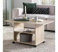 FineBuy Table Basse 95x54,5x51 cm Pivotant à roulettes, Table de Salon