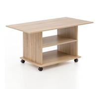 FineBuy Table Basse 95x54,5x51 cm Pivotant à roulettes, Table de Salon | bout de canapé avec 2 spacieux surfaces de rangement, orientable plateau, table lounge bois, table à café avec rangement