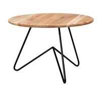FineBuy Table Basse Acacia en Bois Massif/Metal 60 x 39,5 x 60 cm | Table d'appoint de Style Moderne | Table de Salon Rond