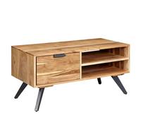 FineBuy Table Basse Acacia en Bois Massif/Metal 95 x 45 x 45 cm | Table d'appoint Rectangulaire de Style Moderne | Table de Salon avec tiroir