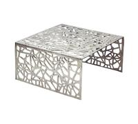 FineBuy Table Basse Aluminium Argent 60cm Table de Salon carrée Métal - Table de Salon Alu Moderne avec Motif - Table Design Basse - Table de Lounge Table d'appoint Faite à la Main