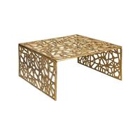 FineBuy Table Basse Aluminium Or 60cm Table de canapé carrée Métal - Table de Salon Alu Moderne avec Motif - Table Design Basse - Table de Salon d'appoint Faite à la Main