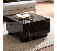 FineBuy Möbel zum Wohlfühlen FineBuy Table basse Monobloc 60 x 60 x 35 cm Noir brillant avec aspect marbre Table de salon carrée Design table basse salon en forme de cube