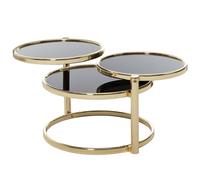 FineBuy Table basse avec 3 plateaux 58 x 43 x 58 cm Table d'appoint ronde design verre/métal Table d'appoint design moderne Petite table de salon