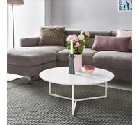 FineBuy Table Basse Bois Blanc ø 80cm Table d'appoint Table de salon Rond Design