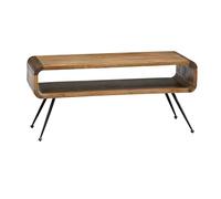 FineBuy Table basse Bois de mangue massif Métal 105cm - Table de salon design avec compartiment de rangement - Table de canapé rectangulaire Rétro - Table de salon Bois - Table d'appoint Nature Fait m