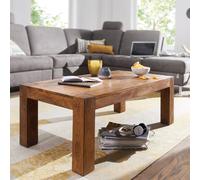 Table Basse Bois Massif - FINEBUY - Style Maison de Campagne - Rectangulaire - Marron Foncé