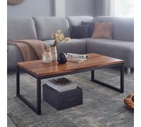FineBuy Table Basse Sheesham en Bois Massif/Metal 110 x 40 x 60 cm | Table d'appoint Rectangulaire de Style Moderne | Table de Salon