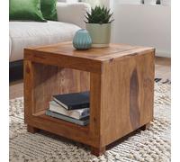 FineBuy Table basse bois massif Sheesham table de salon 50 x 45 x 50 cm | Table d'appoint style maison de campagne | Meubles en bois naturel table de sofa | Table en bois massif meubles en bois massif