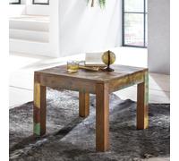 FineBuy KALKUTTA Table basse carrée en bois de bateau Marron 60 x 47 x 60 cm