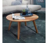 FineBuy Table Basse Bois Massif 75x40x75 cm Table d'appoint Table de salon Rond