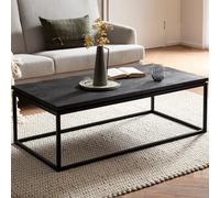 FineBuy Table Basse Bois Massif Metal Noir Design Table de Canapé Salon Moderne