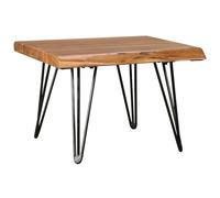 FineBuy Table Basse Bois Massif Sheesham Table de Salon 56 x 38 x 51 cm | Table d'appoint Style Maison de Campagne | Meubles en Bois Naturel Table de Sofa avec des Jambes en métal