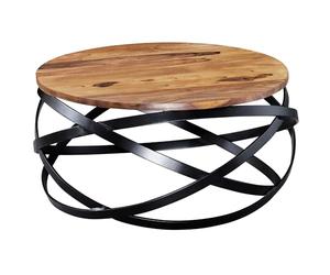 FineBuy Table Basse Bois Massif Sheesham Table de Salon 60 x 30 x 60 cm | Table d'appoint Style Industriel | Meubles en Bois Naturel Table de Sofa Cadre en métal