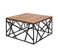 FineBuy Table Basse Bois Massif Sheesham Table de Salon 60 x 35 x 60 cm | Table d'appoint Style Industriel | Meubles en Bois Naturel Table de Sofa | Table en Bois Massif Cadre en métal