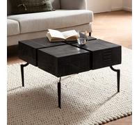 FineBuy Table Basse Carrée Bois Massif Métal 60x60x40 cm Table Salon Moderne