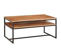 FineBuy Table Basse de Salon Acacia Bois et Metal 100x60x45 cm Rectangulaire | Grande Table de Canapé Marron avec Rangement | Design Table d'appoint Style Industriel