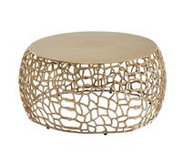 FineBuy Table Basse de Salon Aluminium 66x66x30 cm Ronde Métal Or | Petite Table de Canapé avec Structure en Branches | Design Table d'appoint Style Moderne