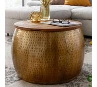 FineBuy Table Basse de Salon Bois Massif 60x60x40 cm Petite Table Moderne Ronde