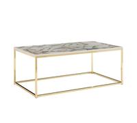 FineBuy Table Basse de Salon Effet Marbré 100x60x40 cm Rectangulaire Blanc et Or | Grande Table de Canapé avec Pieds en Metal | Design Table d'appoint Moderne