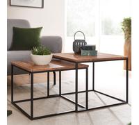 FineBuy Table Basse de Salon Lot de 2 Table de Canapé Bois Metal Industriel