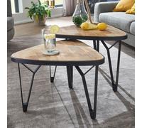 FineBuy Table Basse de Salon Lot de 2 Table de Canapé Bois Metal Industriel