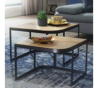 FineBuy Table Basse de Salon Lot de 2 Table de Canapé Bois Metal Industriel