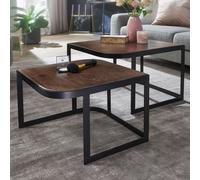 FineBuy Table Basse de Salon Lot de 2 Table de Canapé Bois Metal Industriel