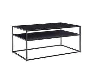 FineBuy Table Basse de Salon Métal Noir 100x60x45 cm Rectangulaire Industriel | Petite Table de Canapé avec Rangement | Design Table d'appoint