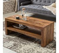 FineBuy Table basse en bois massif Durban 110cm Table de salon brune style rustique