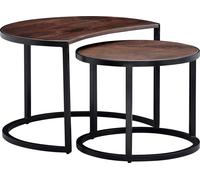FineBuy Table basse en bois massif Table de salon 2 pièces ronde Set de table d'appoint