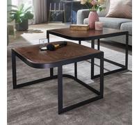 FineBuy Table basse en bois massif Table de salon (lot de 2) Table d'appoint Table de salon