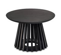 FineBuy Table basse en manguier massif ronde Ø 60 cm Noir · Table de salon moderne avec piètement ajouré · Table d'appoint artisanale design Japandi en bois véritable
