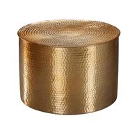 FineBuy Table Basse en Métal Aluminium 61 x 40,5 x 61 cm - Salon Or | Bout de Canapé Oriental - Conception Martelée - Ronde