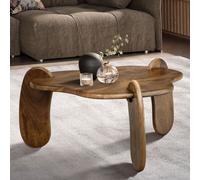 FineBuy Table Basse Forme Organique Bois Massif Marron 78 cm Table Salon Moderne