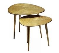 FineBuy Table Basse Lot de 2 Aluminium Dorée, Organique Forme